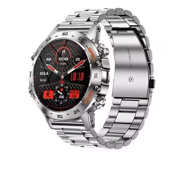Reloj inteligente 2025 para hombre, contador de pasos, contador de pasos, 3 correas de reloj, resistente al agua, para Android iOS, 400 mAh, reloj inteligente militar, color plateado - 1