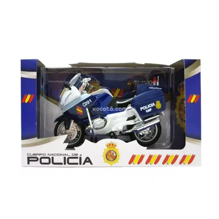 Moto Policía Metálico - Maqueta de vehíclo en miniatura, metálico, ruedas móviles con suspensión - Escala 1:35 - xocoto - 1