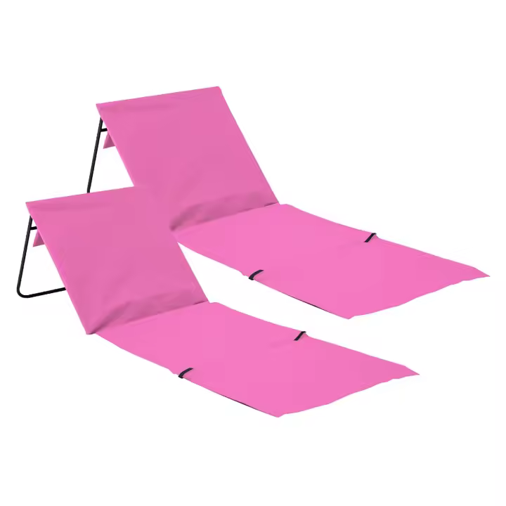 THINIA HOME - Esterilla Plegable de Playa Acolchada con Respaldo, Acero y Tela Oxford, Impermeable, Secado Rápido, Diseño Portátil, Bolsillo Trasero, Asa de Transporte, Varios Colores, Pack 2 - 1