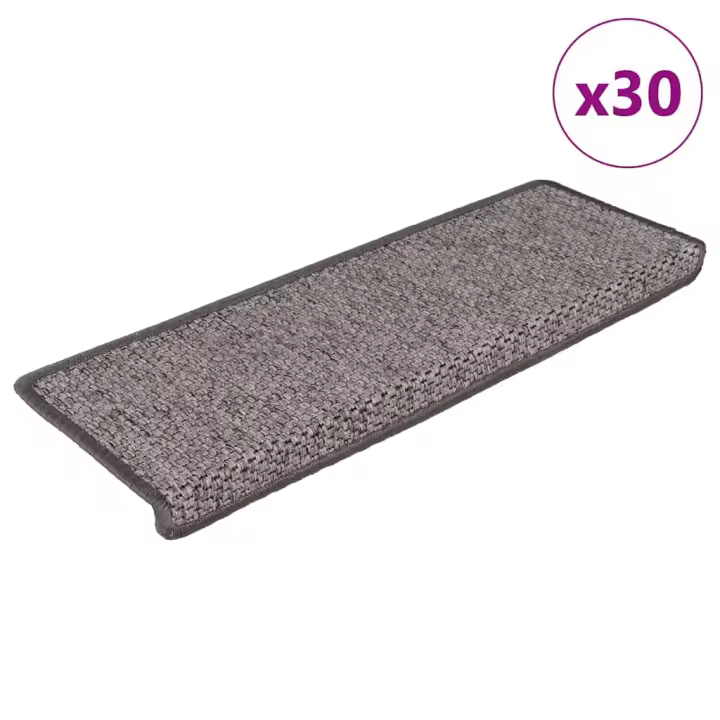 vidaXL Alfombra autoadhesiva escalera sisal 30 uds Grey and Beige - 1