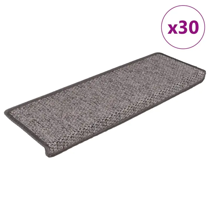 vidaXL Alfombra autoadhesiva escalera sisal 30 uds Grey and Beige - 1