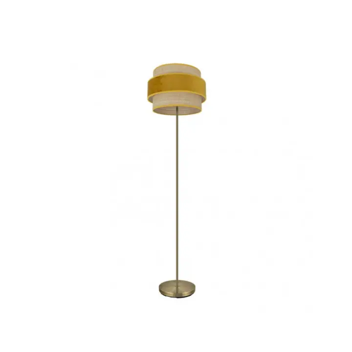 Fabrilamp - Pie De Salon Reyes 1xe27 Cuero/natural-yema 160x40x40 cm - 1