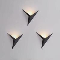 Aplique de pared LED para interiores de 3 Wcreativo aplique de pared triangular negroaplique de pared de metal blanco cálido moderno para dormitoriosala de estarescalera - details 1