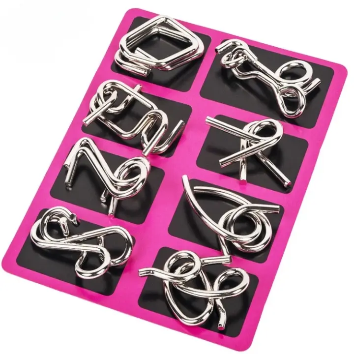 Juego De Rompecabezas Metálico Montessori 8Pcs Set Para Niños Y Adultos Juguete Educativo Interactivo Alivio Mental Desafío Geométrico - 1