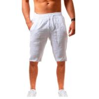 Shorts De Lino Y Algodón Para Hombre Summe Pantalones Transpirables De Color Sólido Fitness Streetwear Talla 3XL - details 2