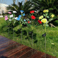 Lámparas Solares De Jardín Decorativas En Forma De Rosa Con 5 Cabezas Para Decoración De Patio Y Jardín Fuente De Energía Solar LED Incluida - details 5
