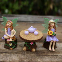 Juego De Decoración De Jardín Tema De Té De Verano Paisaje Simulación De Fae De Flores Escultura De Resina Para Jardín Al Aire Libre - details 5