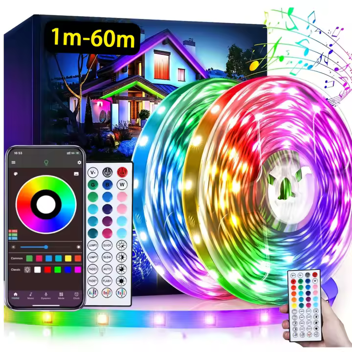 Tiras LED RGB Flexibles 10m 20m 30m Syn Music Para Decoración De Habitación Y TV Luz De Fondo Ribbon LED Para Dormitorio - 1