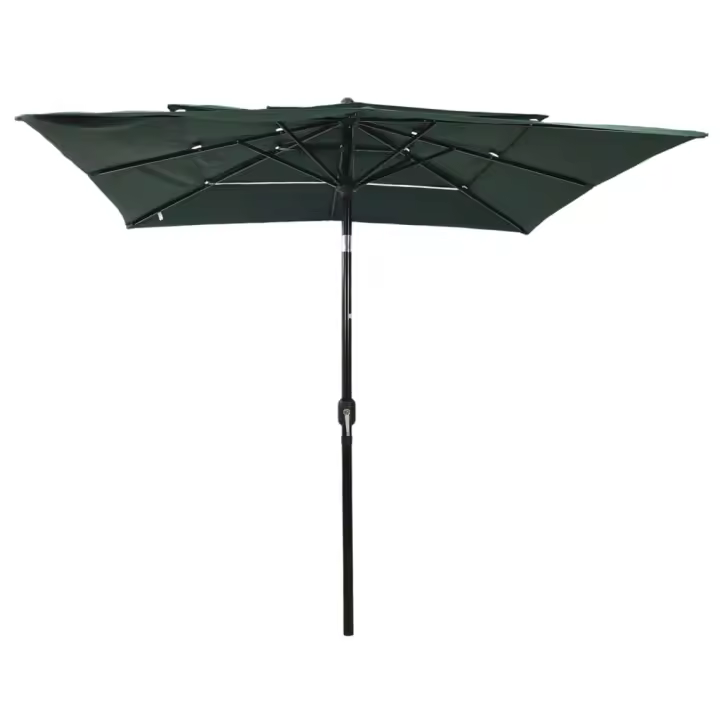 Sombrilla Jardín 3 niveles con poste de Aluminio Verde 2,5x2,5 m - 1