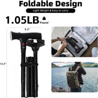 Bastón Plegable Multifuncional Con Luz LED Inteligente Y Alarma Antideslizante Para Ancianos Para Senderismo Ajustable En Longitud - details 1