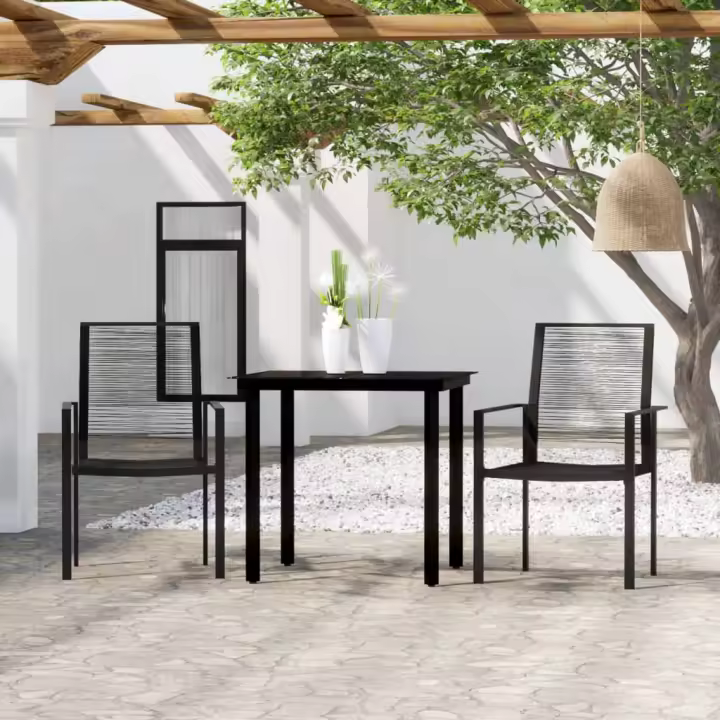 vidaXL Juego de comedor de jardín 3 piezas negro - 1