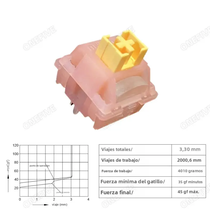 Interruptores Mecánicos Outemu Silent Peach V3 Lubed Silent Lemon V3 Para Teclado Lineal Tactile 5Pin Hot Swap PA66 Pre Lubed POM - 1