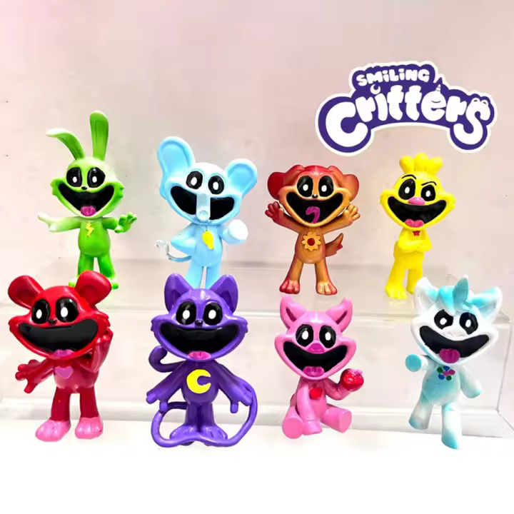 Juego De Figuras De Juguetes Smiling Critters 8PCS Con Gato Y Perro Sonriente Set De Figuras De Acción Para Adultos PVC Tamaño 10-15cm - 1