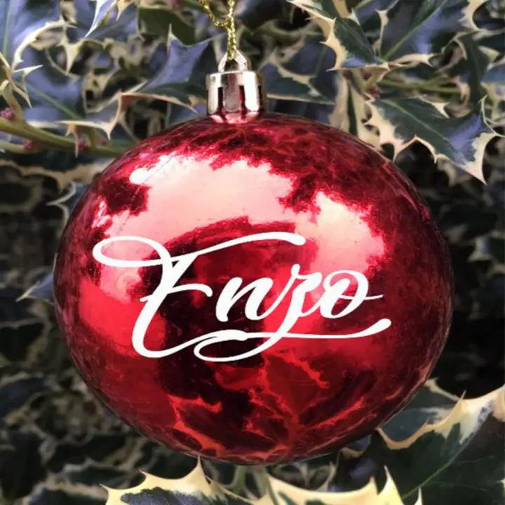 Bola navidad roja con nombre adorno navideño 8cm plástico decoración navidad Decomac - 1