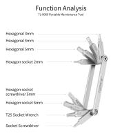TOOPRE Set De Herramientas Multifuncionales Para Bicicleta De Montaña Desmontaje Combinación De Llaves De Fijación Hexagonal Y Destornilladores En Acero Cromo Vanadio 40CRV - details 2