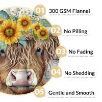 Manta De Peluche Suave Highland Cow Para Niñas Regalo Cálido Para Cumpleaños Y Graduación Amarilla Manta De Viaje Rectangular Antipelusa Para Adultos Uso En Picnic Y Viaje - details 4