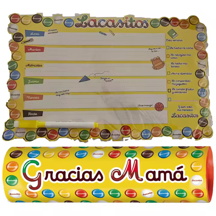 Lacasitos Megatubo 1,5 KG-"Gracias mamá" + PLANIFICADOR MAGNÉTICO - 1