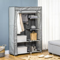 HOMCOM Armario de Tela Plegable Armario de Ropa Organizador Ropero Portátil con 6 Estantes y 1 Barra para Colgar para Dormitorio Vestidor 103x43x162,5 cm - details 1
