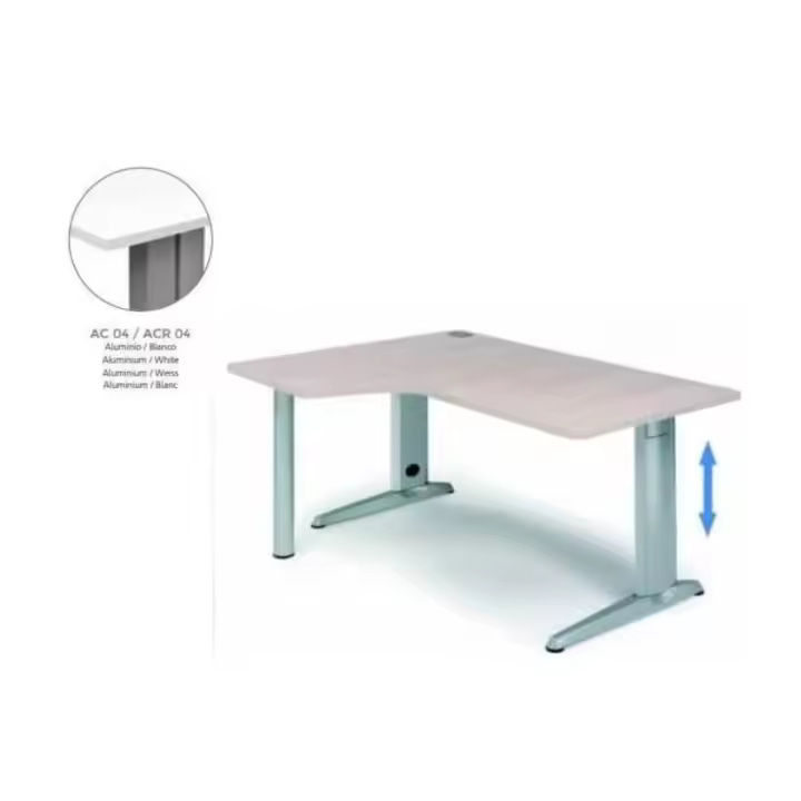 MESA DE ROCADA METAL ADJUST EN FORMA DE L IZQUIERDA 160X120 CM COLOR BLANCO - 1