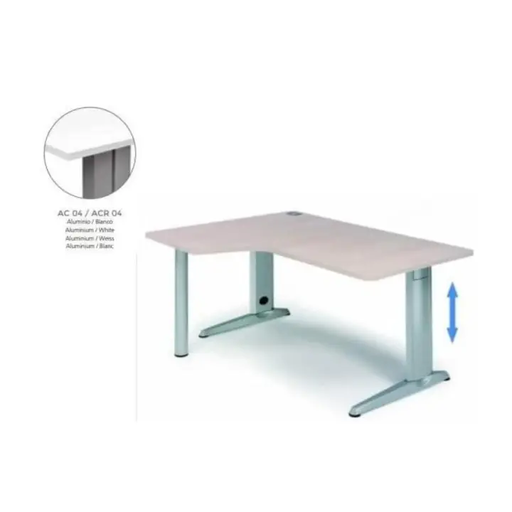MESA DE ROCADA METAL ADJUST EN FORMA DE L IZQUIERDA 160X120 CM COLOR BLANCO - 1