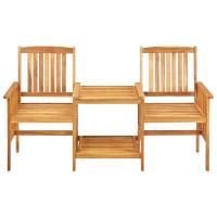 vidaXL Sillas de jardín con mesita madera maciza acacia 159x61x92 cm - details 1