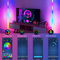 Lámpara De Piso LED 122CM RGB Control Remoto APP Iluminación Ajustable Para Decoración De Sala De Estar Moderna Con Luz Musical - details 2