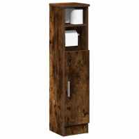 vidaXL Mueble de baño con portarrollos 20,5x22x90 cm en color Roble ahumado/Blanco/Gris hormigón y más | almacenamiento funcional diseño moderno para baño dormitorio sala - details 0