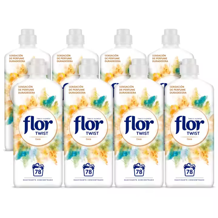 Flor Twist Coco Suavizante Concentrado para la ropa 624 lavados (8 botellas de 78 lavados) - 1