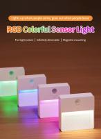 Lámpara Nocturna LED Con Sensor De Movimiento Multicolor Recargable Por USB Para Armario Cocina Escaleras Iluminación De Ambiente - details 0