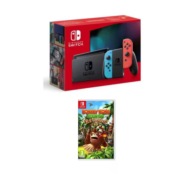 Pack Nintendo Switch Consola Azul/Rojo Neon + Donkey Kong Country Returns HD - 1