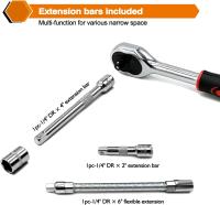 FOCSE Juego De Llaves De Encaje 46 Piezas 1/4 Pulgada Con Juego De Puntas Y Barra De Extensión Para Reparación De Automóviles Material De Acero Al Carbono - details 3