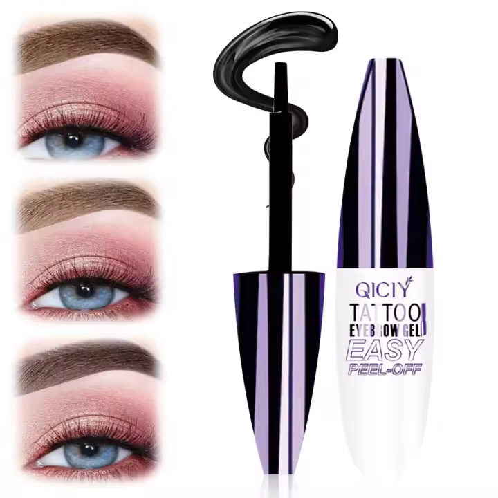 Gel para tatuajes de cejas, fácil de despegar, gel de color para cejas, pegamento resistente al agua y de larga duración, set de maquillaje para mujer (marrón oscuro) - 1