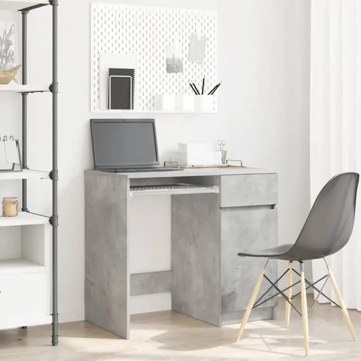 vidaXL Escritorio 86x49x76 cm madera de ingeniería en color Gris hormigón/Roble negro/Madera antigua y más | estructura resistente ideal para salón dormitorio o estudio - 1
