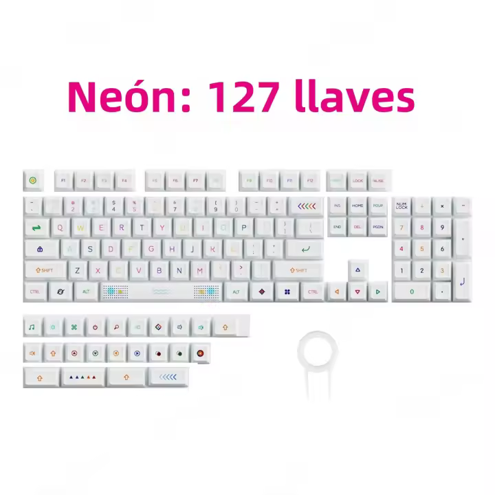 Keycaps De PBT 127 Teclas Tema Neón XDA Perfil ISO Para Teclado Mecánico RGB Compatible Con Cherry MX Switch Layout Inglés Y Coreano - 1