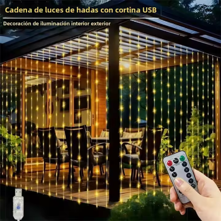 Luces De Navidad LED Para Cortina Con Control Remoto Decoración Para Árbol De Navidad Casa Bodas Dormitorio Fiesta Interna - 1