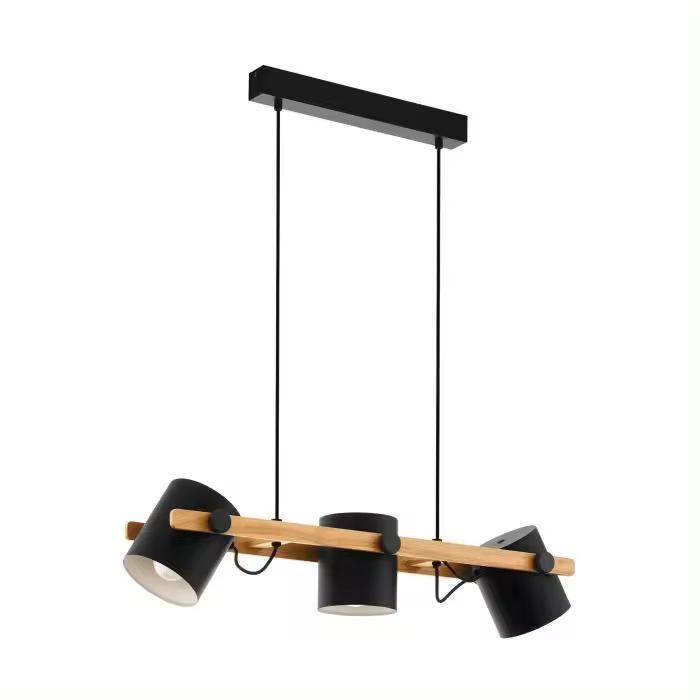 Eglo - Lámpara de techo colgante E27 x3 Negra - Iluminación elegante para tu hogar - 1