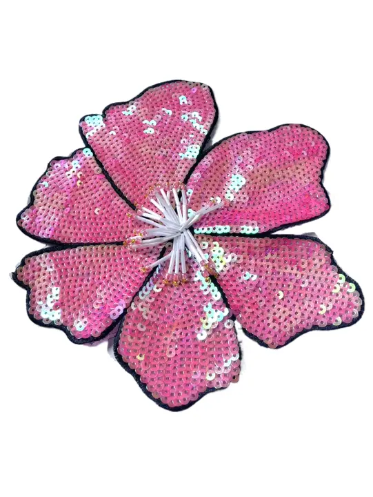 1 Pieza De 20CM De Flores De Lentejuelas Brillantes En Rojo Naranja Azul Dorado Plateado Rosa Para Vestido De Noche Traje De Baño DIY Aplicación - 1