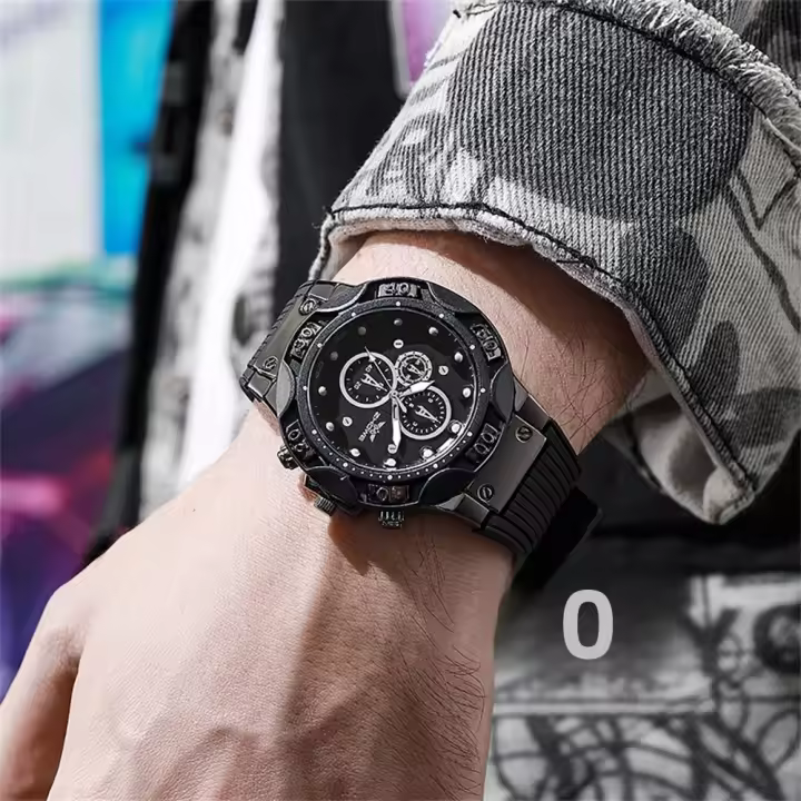 Reloj Deportivo De Cuarzo Para Hombre Con Pantalla Grande De Silicona Resistente Al Choque Reloj De Pulsera Casual Moda - 1