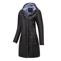 Abrigo De Trench Para Mujer Con Capucha Y Mangas Largas De Color Sólido Estilo Británico Elegante Con Rayas Y Chaqueta Recta Impermeable Para Todas Las Estaciones - details 11