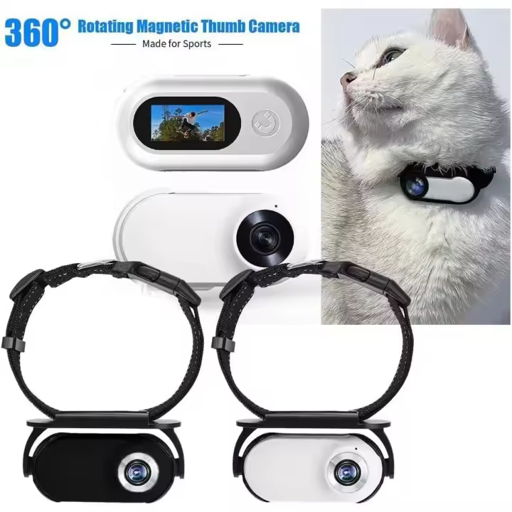 BIT Cámara de Collar de Gato para Cámaras y Monitores de Mascotas HD 1080P - 1
