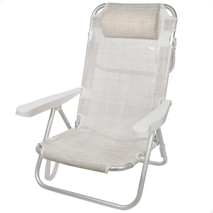 Silla plegable multiposición aluminio Aktive, Silla reclinable de playa, Silla multiposición, Silla plegable con respaldo reclinable, Silla de playa, Silla baja de playa, 48 x 45,5 x 84 cm - 1