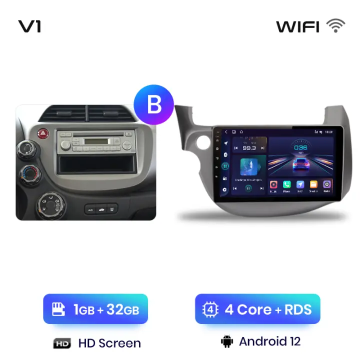 Junsun Android 13 Radio Coche para HONDA FIT JAZZ 2007-2013 Inalámbrico CarPlay Android Auto AI Voice 2 din Pantalla Coche Android Auto Multimedia Navegación GPS Auto radio - 1