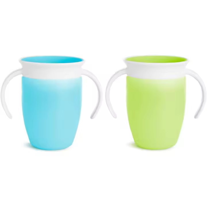 MOV Vasos para bebés Miracle 360 de 6 meses en adelante de 7 oz (paquete de 2). Vaso de flujo libre para niños pequeños. Vaso de entrenamiento, sin BPA, a prueba de derrames, apto para lavavajillas. Vaso de agua para bebés - 1