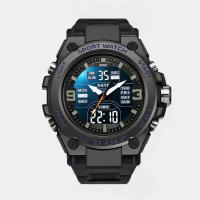 Reloj De Pulsera Digital Y Analógico Para Hombres De Lujo Y Estudiantes Jóvenes Resistente Al Agua Con Luz Nocturna Y Movimiento Doble De Acero Y Aleación - details 7