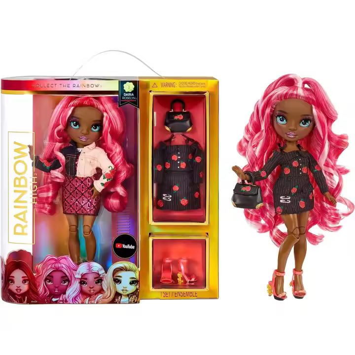 RAINBOW HIGH DARIA ROSELYN -  Muñeca de Moda con 2 Prendas y Accesorios -  Edad: 6-12 años - Color Rojo Rosado - 1