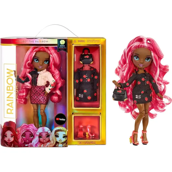 RAINBOW HIGH DARIA ROSELYN -  Muñeca de Moda con 2 Prendas y Accesorios -  Edad: 6-12 años - Color Rojo Rosado - 1