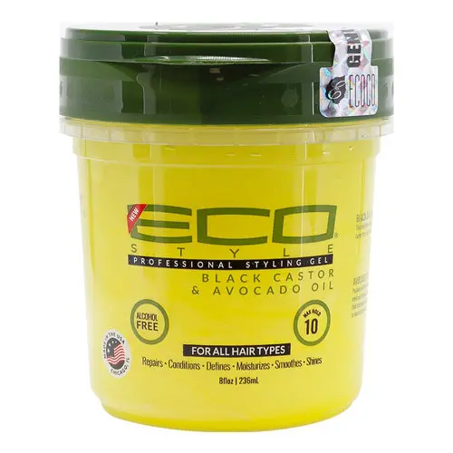 Gel Eco Style Styling Black Castor & Avocado Oil, con Aceite de Ricino Negro y Aguacate 236ml. Define ondas y rizos y mantiene los peinados durante todo el día. - 1