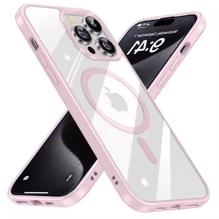 Funda Magnética De Lujo Para iPhone Con Color Macarón Magsafe Compatible Con Modelos pro 16 pro 15 14 plus 13 12 Mini 11 pro Max Soporte De Carga Inalámbrica - 1