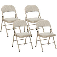 HOMCOM Juego de 4 Sillas Plegables Acolchadas con Respaldo y Estructura de Acero, para Salón, Comedor, Cocina, 45x46x78 cm, Beige - details 0