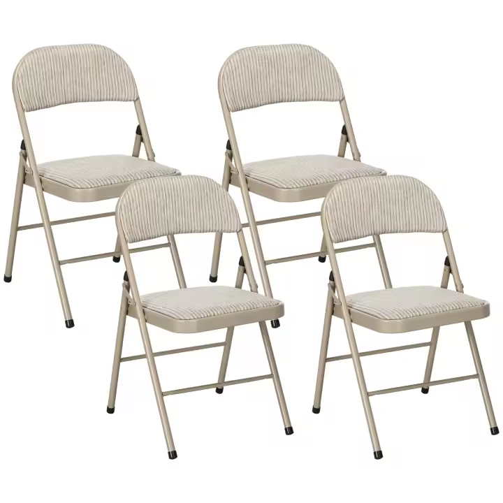HOMCOM Juego de 4 Sillas Plegables Acolchadas con Respaldo y Estructura de Acero, para Salón, Comedor, Cocina, 45x46x78 cm, Beige - 1